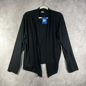 Rip Skirt Cardigan Sweater Womens 2XL Black Knit Open Front Long Sleeve NEW